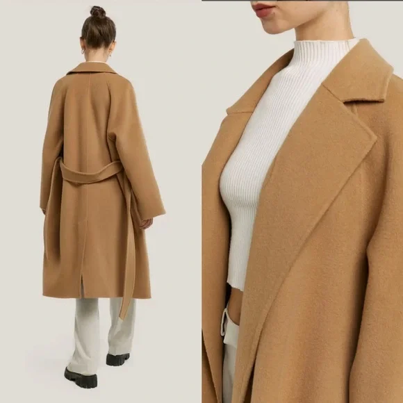 Gentle Herd 100% Wool Belted Wrap Coat - Picture 2 of 5